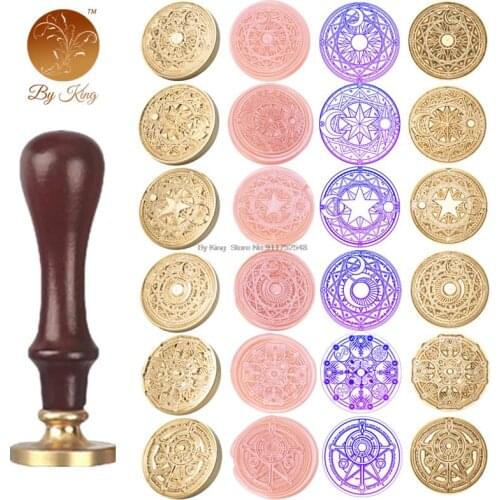 30MM Sealling Wax Seal Magic Circle 6 Styles Wax Seal Stamps For DIY Wedding Envelope Handmade Card With Replaceable Wood Handle