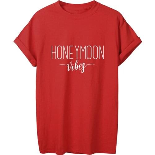 ONSEME Honeymoon Vobes Letter Print T Shirt Female Summer Short Sleeve T Shirts Women Funny Tshirt Hipster Streetwear Basic Tees
