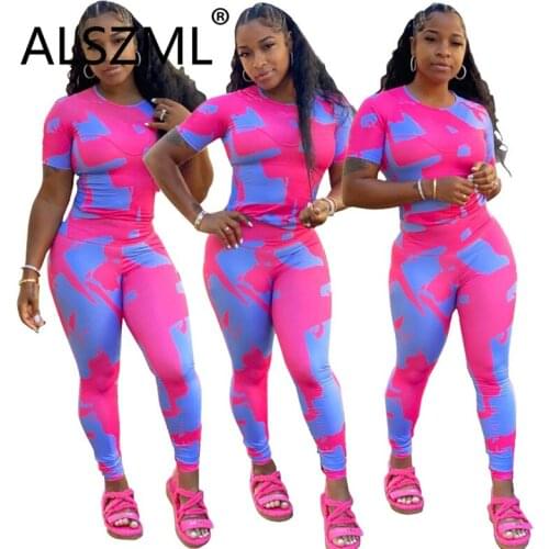 Female Autumn Fans Color Round Neck Pullover Short Sleeve Jacket Pencil Trousers Street Fashion Leisure Slim Two-piece Suit