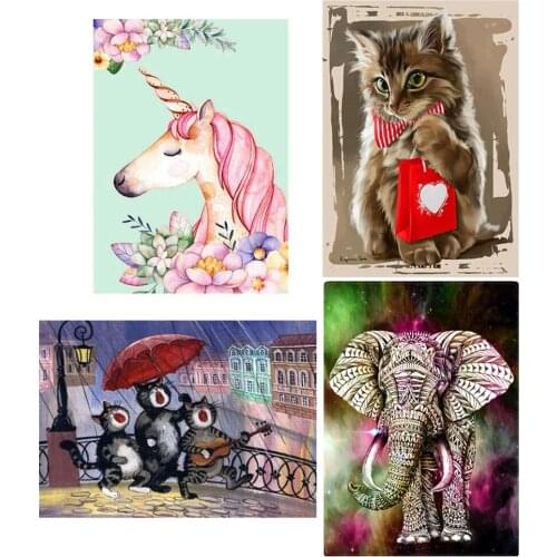 Animal Cat Elephant 5D Diamond Embroidery Painting DIY For Living Room Decor