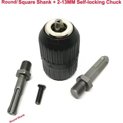 1PC 2-13MM Self-locking Drill Chuck Keyless Drilling Quick Change Bit Adapter Converter SDS Adaptor with Round/Square Shank