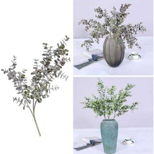1Pc Artificial Plants Trees Fake Eucalyptus Leaf 3 Branches Plant for DIY Wedding Party Home Decor