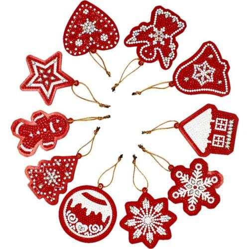10pcs Single-side Hanging Ornament Special Shape Diamond Painting Handmade Christmas Tree Pendant Party DIY Decoration