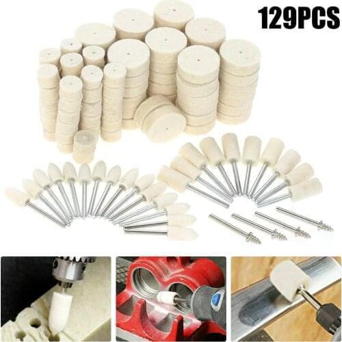 129Pcs Accessories Polishing Wheel Polishing Tools Wool Felt Metal Surface Buffing Polishing Wheel for Rotary Tool for Dremel