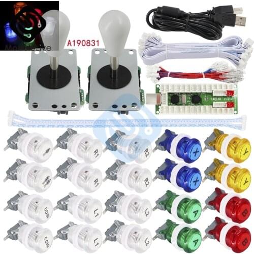 2 Player SJ@JX Street Arcade Kit joystick Handle 5pin Joystick Arcade Push Button Zero Delay USB Board With Wire
