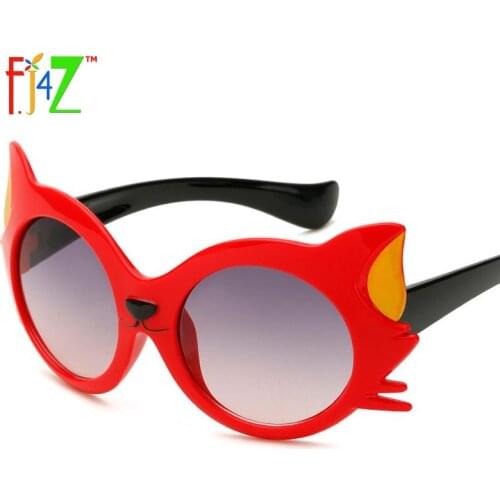 2017 Childrens Sunglasses Fashion Lovely Cartoon Cat Head Baby Plastic Frame Coating Lens Baby Girls Eye Shades