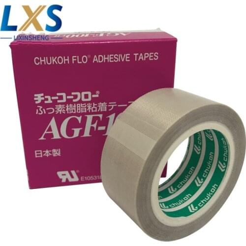5 Rolls/Lot 100% Japan CHUKOH FLO AGF-100FR 0.13x50mmx10m PTFE Masking Tape Silicone Adhesive Tapes