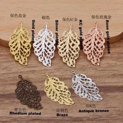 500pcs 17x34mm leaves filigree flower wraps connector flower piece diy jewelry pendant necklace charms accessories FCN-040