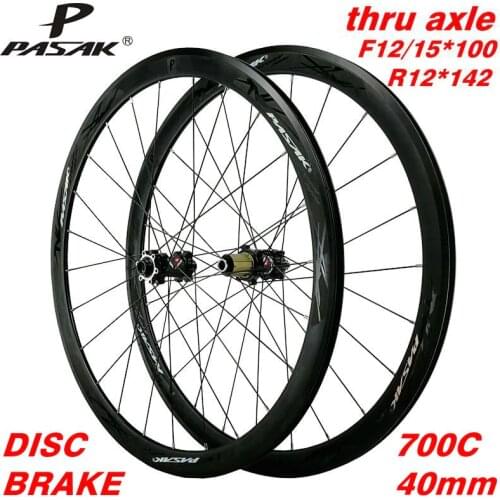 700C disc brake road wheel road bike wheeles thru axle f12 f15 r12alloy 40mm Clincher 6-bolt lock hub draw the spokes Aluminum