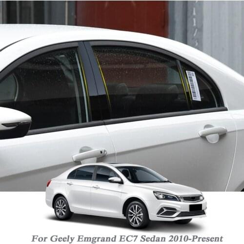 6pcs Car Styling For Geely Emgrand EC7 Sedan 2010-Present Car Window Trim Sticker Middle Column Sticker PVC External Accessories