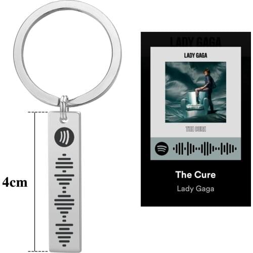 Personalized Music Spotify Scan Code Keychain Stainless Steel Keyring Custom Laser Engraving Spotify Code For Women Men Jewelry