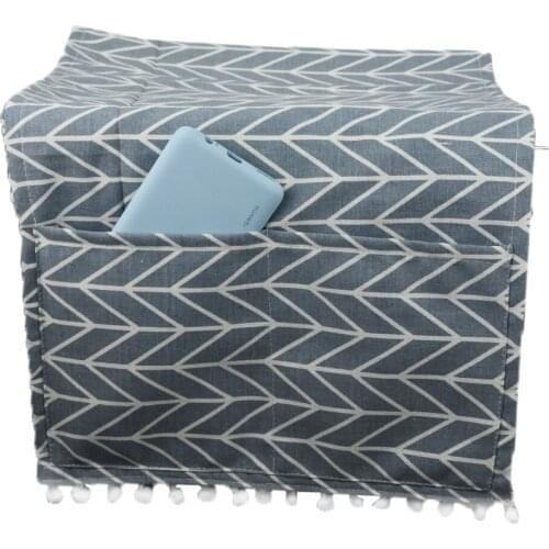 Cotton linen refrigerator washing machine microwave oven cover lattice dust cover hanging bag