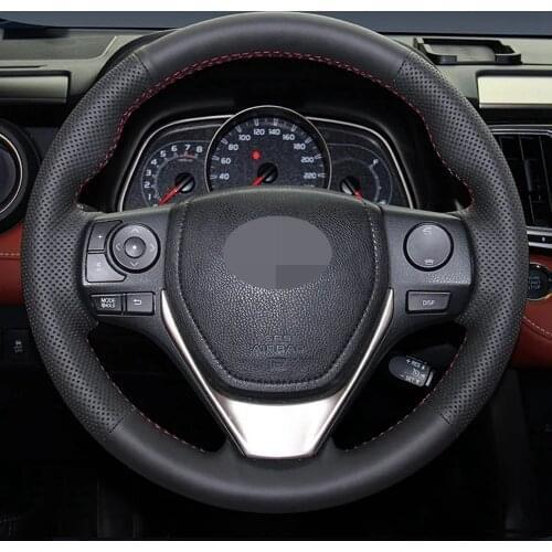 Car Steering Wheel Cover Non-Slip Black PU Leather For Toyota 2013-2018 Corolla 2014-2019 Corolla iM (US) 2017-2018 Auris