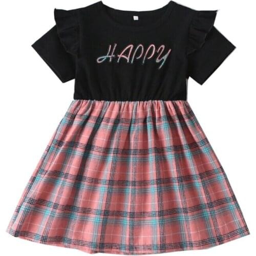 1-6T Toddler Kids Baby Girls Clothes Ruffles Short Sleeve Summer Plaid Princess Party Club Dress Sundress Cute Outfit