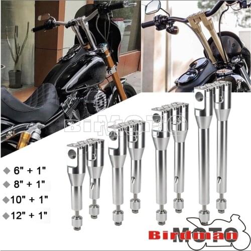 For Harley Dyna Softail Sportster Street Bob XL 883 1200 1-1/4" 32mm 6"-12" Rise Handlebar Riser Kit w/ Top Clamp Straight Club