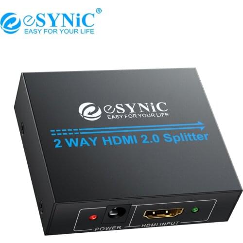 ESYNiC 2 Way HDMI-Compatible 2.0 Splitter Support 4K@60Hz YUV 4:4:4 And HDR 1 In 2 Out HDMI Distribution Amplifier For Xbox PS4
