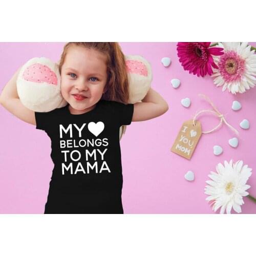 My Heart Belongs To My Mama Summer Kids Fashion T-shirt Boys Girls Funny Shirt Children Casual Tees Toddler Short Sleeve Tops
