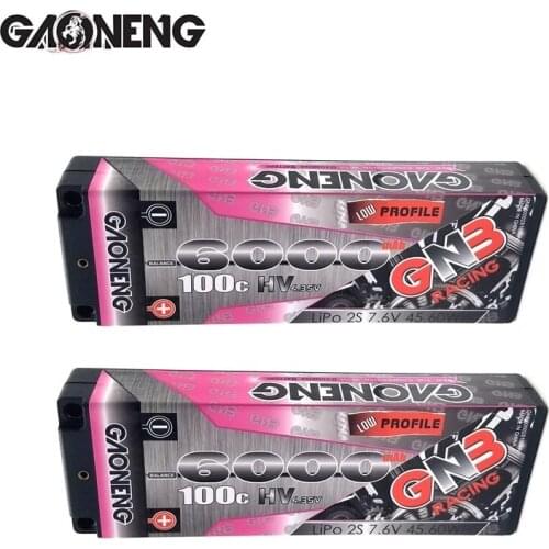 1/2pcs GNB 7.6V HV 6000mAh 100C/200C 2S Hardcase 2S LiPo Battery pack 5.0mm bullet Deans T Plug for 1:10 1/10 RC Car RC Boat