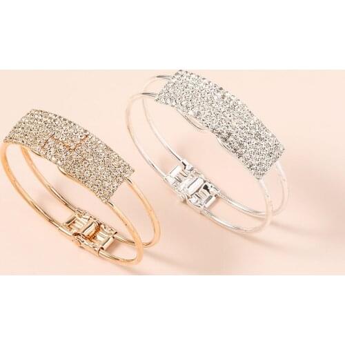 Statement Rhinestone Finger Ring Bracelets for Women Pulseras Mujer Wedding Crystal Bowknot Bangle Charm Femme Jewelry 2020