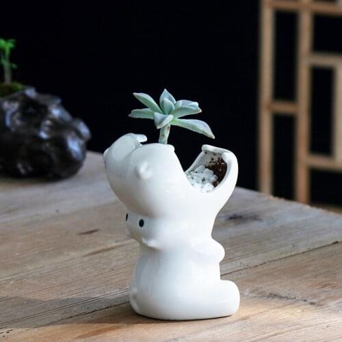 Cute Little Hippo Ceramic Flowerpot Home Living Room Desktop Green Plants Succulents Flower Arrangement Vase Potted Plants
