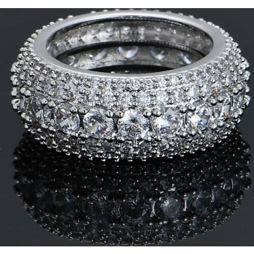 5 Row CZ Mens Ring 18 K Copper Charm Gold Color Cubic Zircon Iced RING Fashion Hip Hop Jewelry