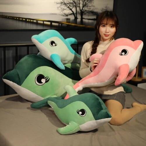 Soft Dolphin Plush Toy Stuffed Sea Fish Doll Pillow Back Cushion Gift For Kid and Girlfriend Room Decoration
