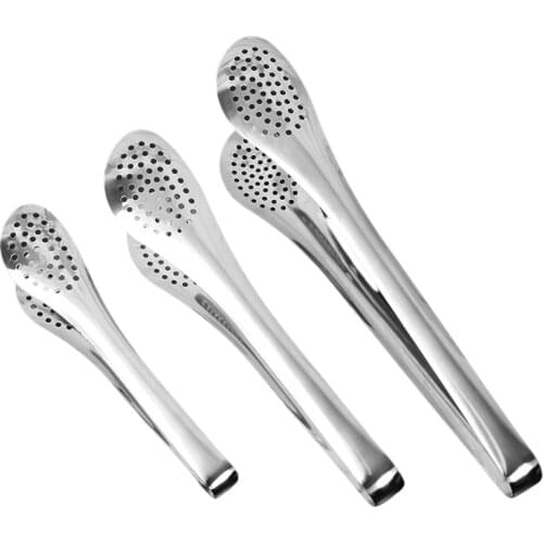 BalleenShiny 3-piece Set of Food-grade Stainless Steel Food Delicate Clip Bread Anti-scalding Clip Buffet Vegetable Salad Clip