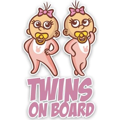 Twins Baby on Board Colored Car Sticker Waterproof Decal Laptop Motorcycle Auto Accessories Decoration PVC,16cm*10cm