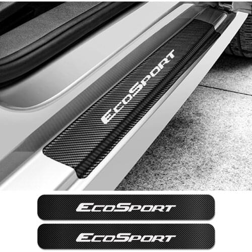 4PCS Car Door Sill Stickers For Ford Ecosport Auto Carbon Fiber Anti Scratch Protector Decal Scuff Plate Car Tuning Accessories