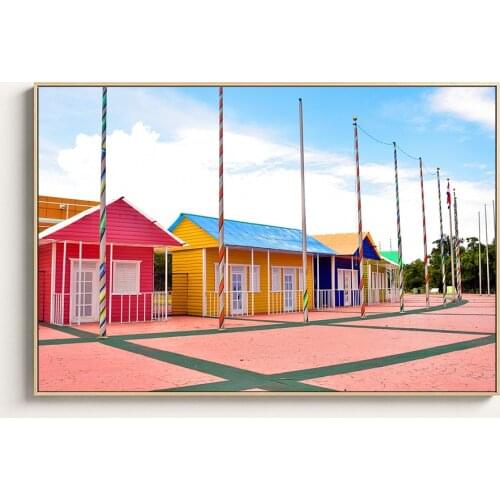 Wall Art Nordic Poster Cityscape Doorway House Poster Modern Canvas Painting Wall Picture For Living Room Home Decor Cuadros