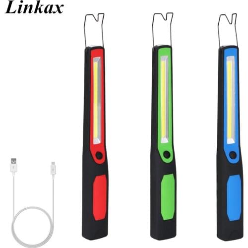 New USB Charging COB LED Working Inspection Flashlight Magnetic Hook Torch Penlight Pocket Lanterna For Car Repairing Camping
