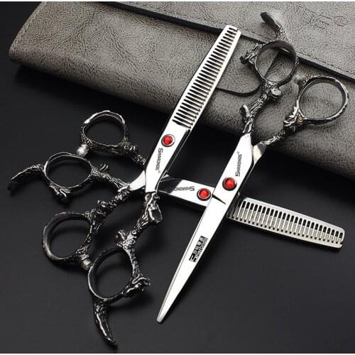 Personalized Dragon Barber Shop Hairdresser Special Hairdressing Scissors Professional 6 inch Cutting Seamless Thinning Scissors