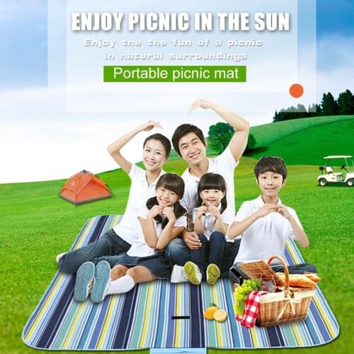 Durable Folding Picnic Mat Delicate Texture Folding Camping Beach Blanket Moistureproof Picnic Mat Striped Sleeping Pad