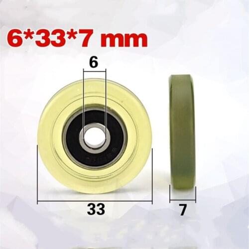 [PU0633-7]Free shipping 10PCS polyurethane PU cash-counting machine rubber roller 6*33*7mm bearing soft plastic roller wheel