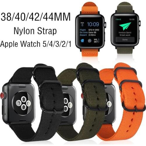 Hot Sell Nylon Watchband for Apple Watch Band Series 5/4/3/2/1 Sport Leather Bracelet 42mm 44mm 38mm 40mm Strap For iWatch Band