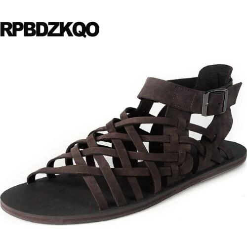 Designer black brown open toe strap genuine leather native 2019 men gladiator sandals summer shoes high quality roman outdoor