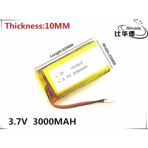 SD 3.7V,3000mAH,103565 Polymer lithium ion / Li-ion battery for TOY,POWER BANK,GPS,mp3,mp4,cell phone,speaker