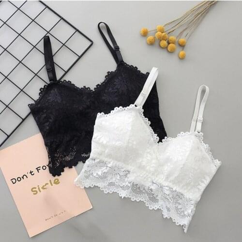 Sexy Backless Lace Bralette Deep V Lace Women Bra French Style Bralette Wireless Thin Underwear Sexy Lingerie Girls 3/4 Cup Bras