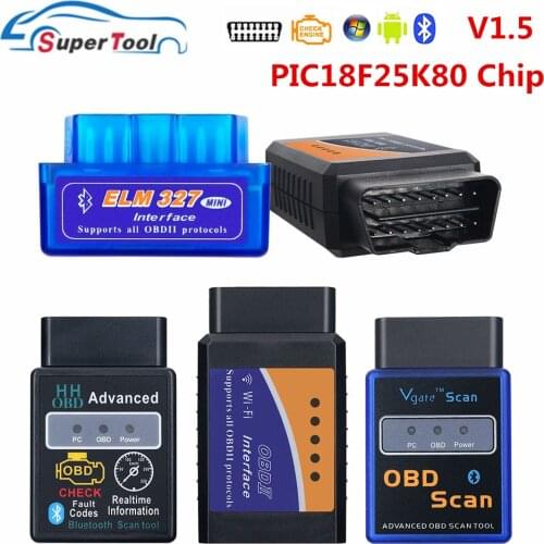 PIC18F25K80 OBD2 Code Scanner Vgate ELM327 Bluetooth V1.5 OBDII ELM 327 V1.5 Diagnostic Tool For Car Auto Automotive Error Reade