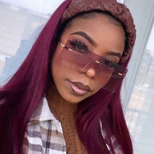 Oversized Square sunglasses women luxury brand rimless ladies sun glasses female fashion glasses brown Brand Grandient Shades