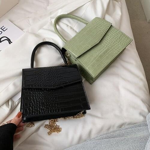 Vintage Alligator Pattern Women Shoulder Messenger Bags Casual Solid Color PU Leather Female Top-handle Handbags Crossbody Bags