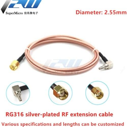 SMA-J male/female to CRC9 right angle connector coiled cord rg316 10cm 15cm 20cm 25cm 30cm 40cm 50cm 60cm 70cm 80cm 90cm 1M