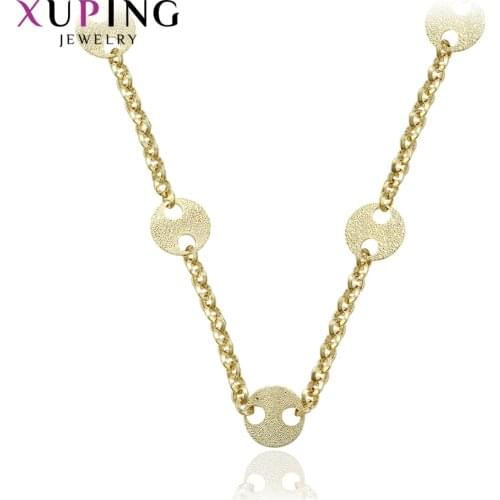 Xuping Fashion Necklace Light Yellow Gold Color Plated Long Necklace High Quality Chain Jewelry Halloween Gifts 43590