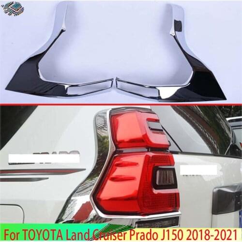 Bright Silver ABS Chrome Car Exterior Rear Lamp Shade Cover for Toyota Prado J150 2018 2019 Car Lamp Car Styling Accessories