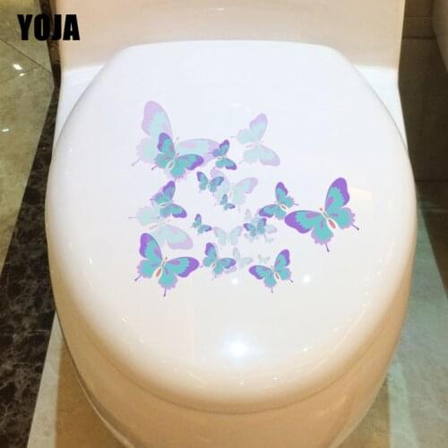 YOJA 21.1X17.5CM Butterflies Toilet Decal Wall Sticker Home Decoration Cartoon Animal T3-1272