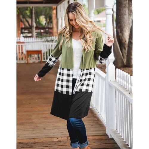 Womens Plaid Jacket Autumn Winter Long Coat Ladies Long Sleeve Woman Clothing Slim Casual Elegant Cardigan Blouson Femme 2021
