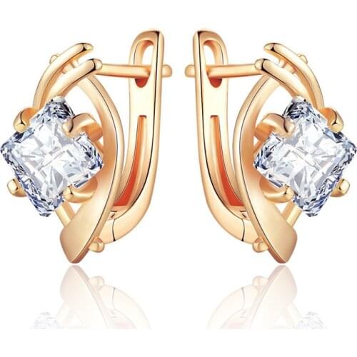 Exquisite AAA Cubic Zirconia Stud Earrings for Women Geometric Gold Silver Color Plated CZ Earrings Wedding Party Jewelry Gifts