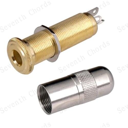 1 Pcs Brass 6.35mm 1/4 Inch Threaded Jacks output Input Plug Sockets for Guitar Bass With Short Threaded Bushing Sleeve