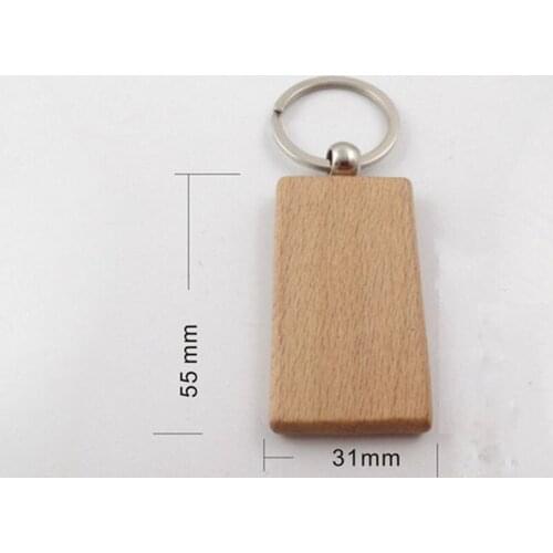 20pcs DIY Blank Wooden Key Chain Rectangle Heart Round Ellipse Carving Keyring Wood