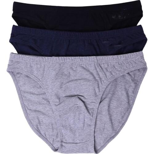 3Pcs/Pack Mens Underwear Cotton Breathable Mens Briefs Comfortable Solid Panties Men Lingerie Plus Size